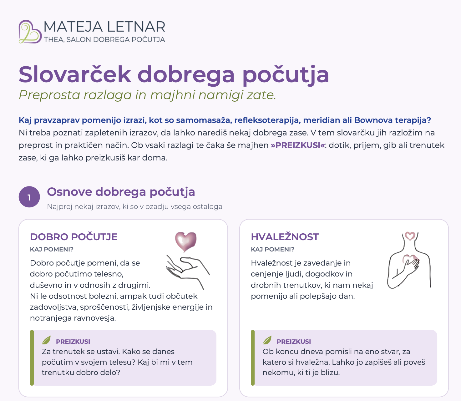 Slovarček dobrega počutja – naslovnica brezplačnega vodnika